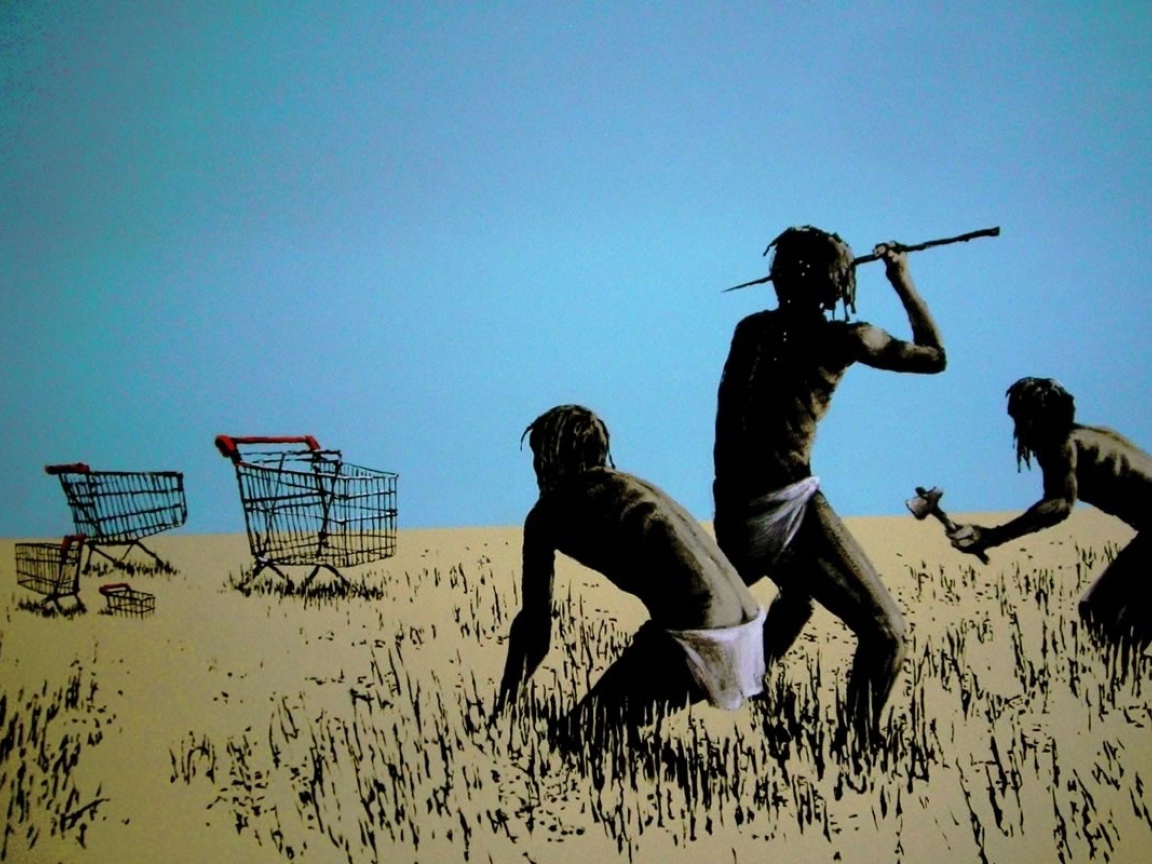 Граффити, древние люди и магазинные корзины, Бэнкси