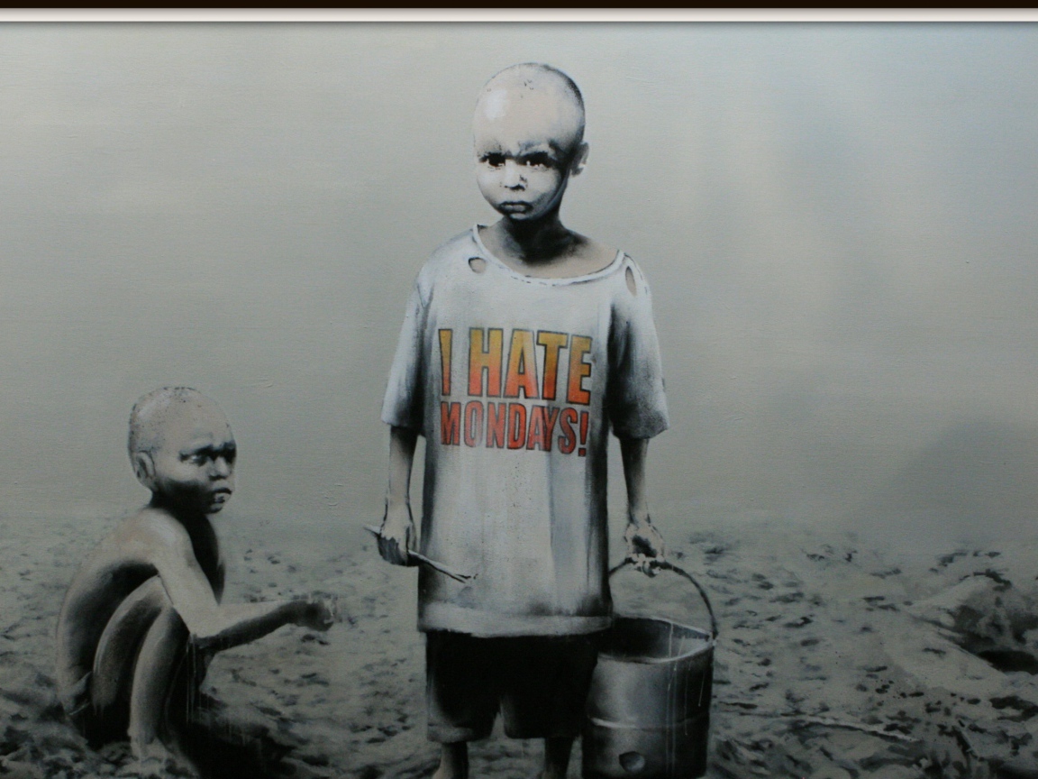 Граффити, ненавижу понедельники, художник Бэнкси