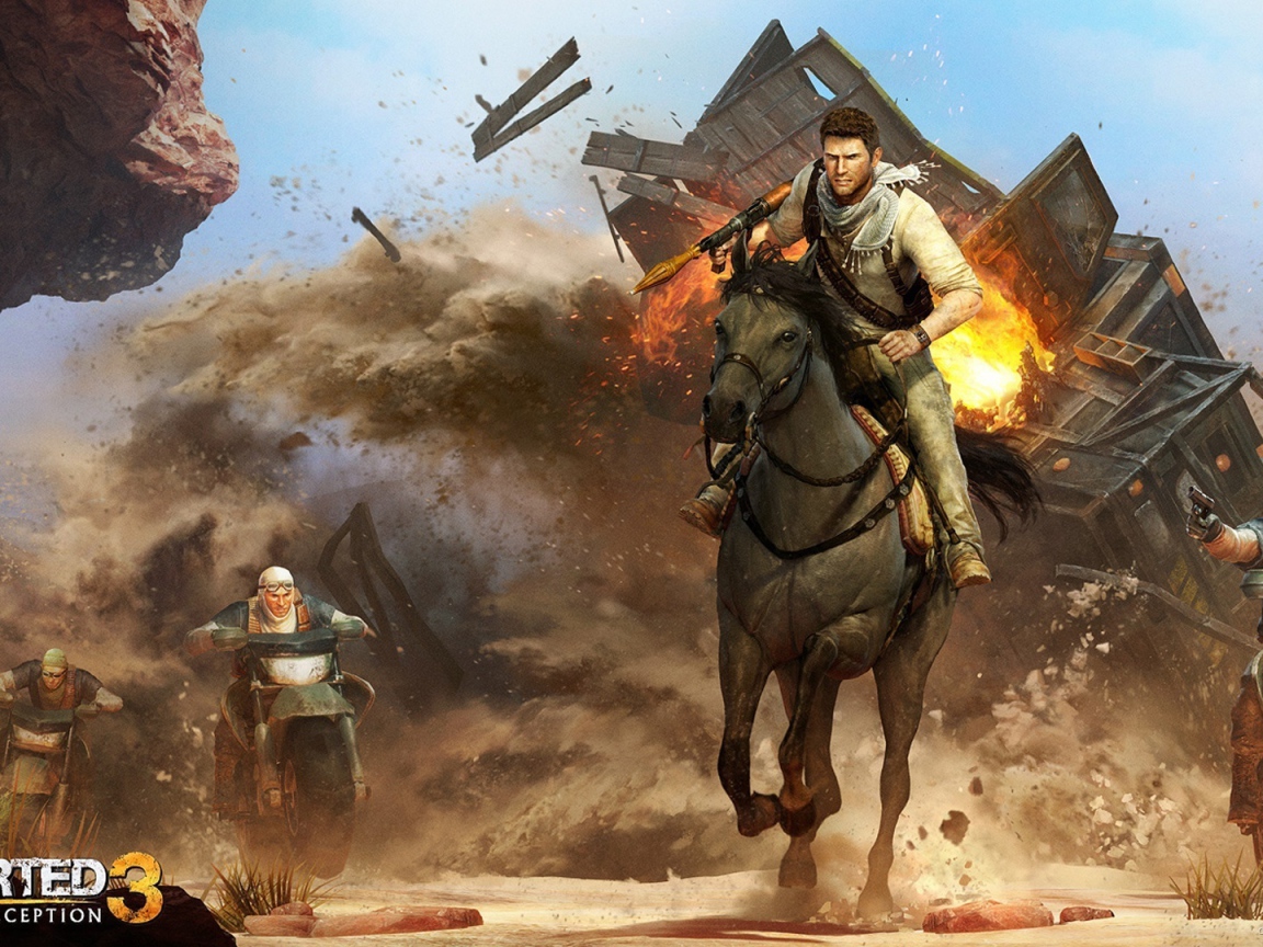 Uncharted 3: Дрейк находится лошади