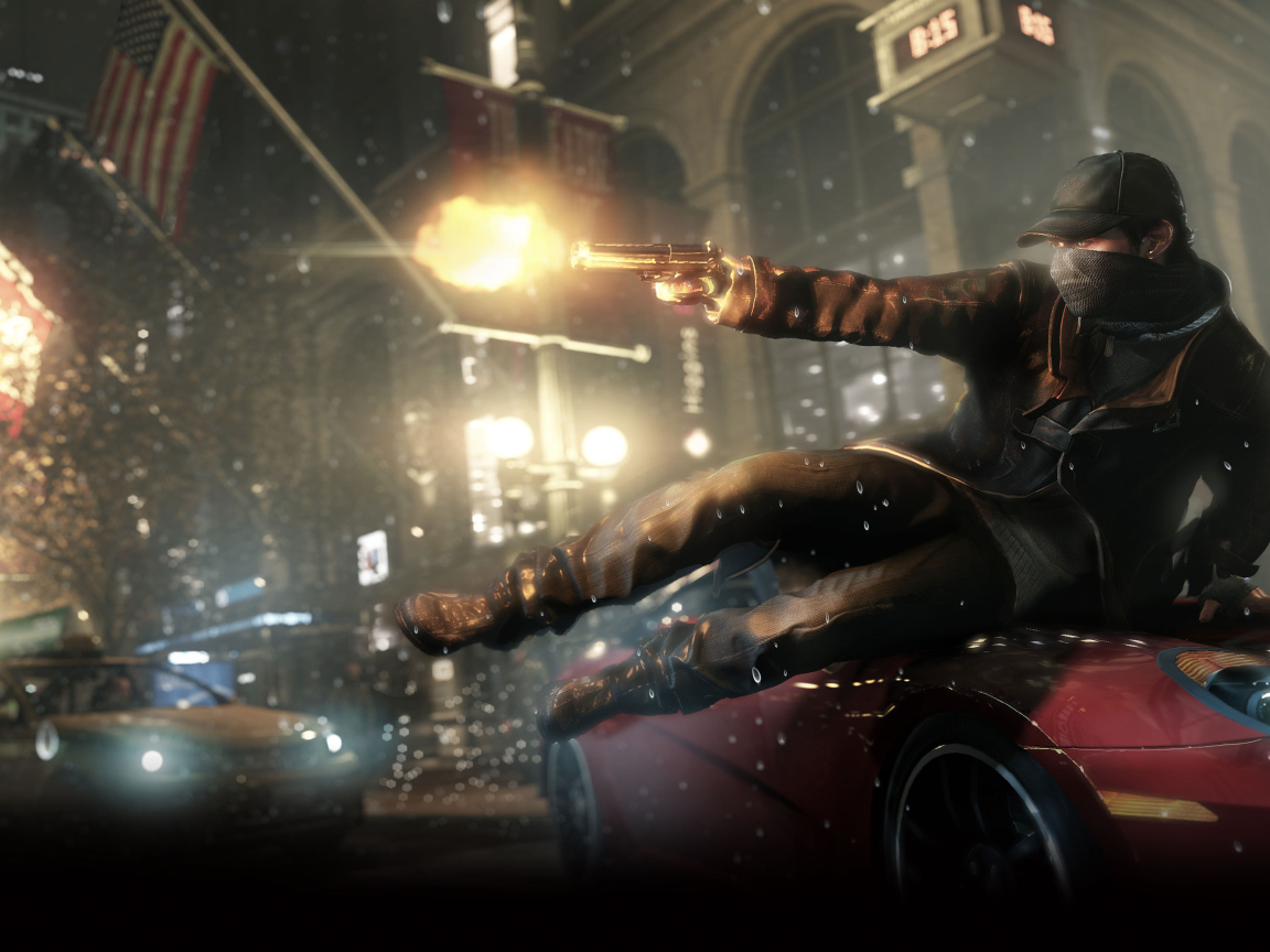 Watch Dogs firing his weapon