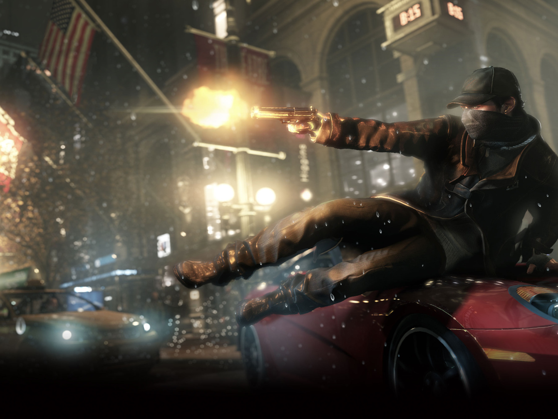 Watch Dogs стреляет из оружия