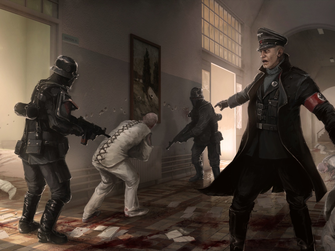 Wolfenstein New Order немцы в больнице