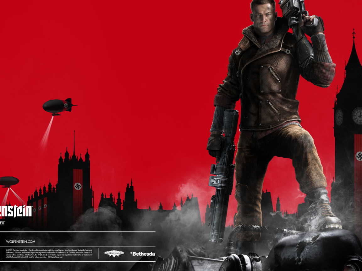 Wolfenstein герой с большими пушками