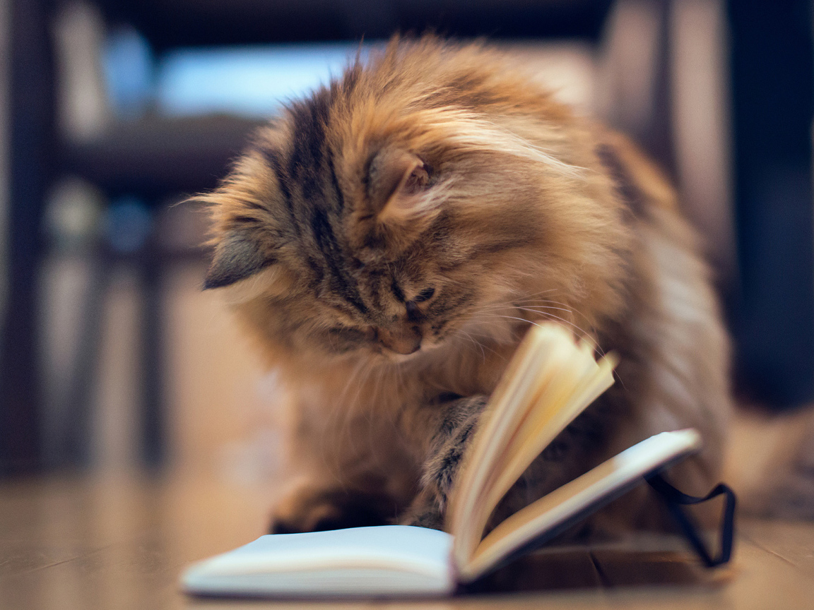 Кот читает книгу