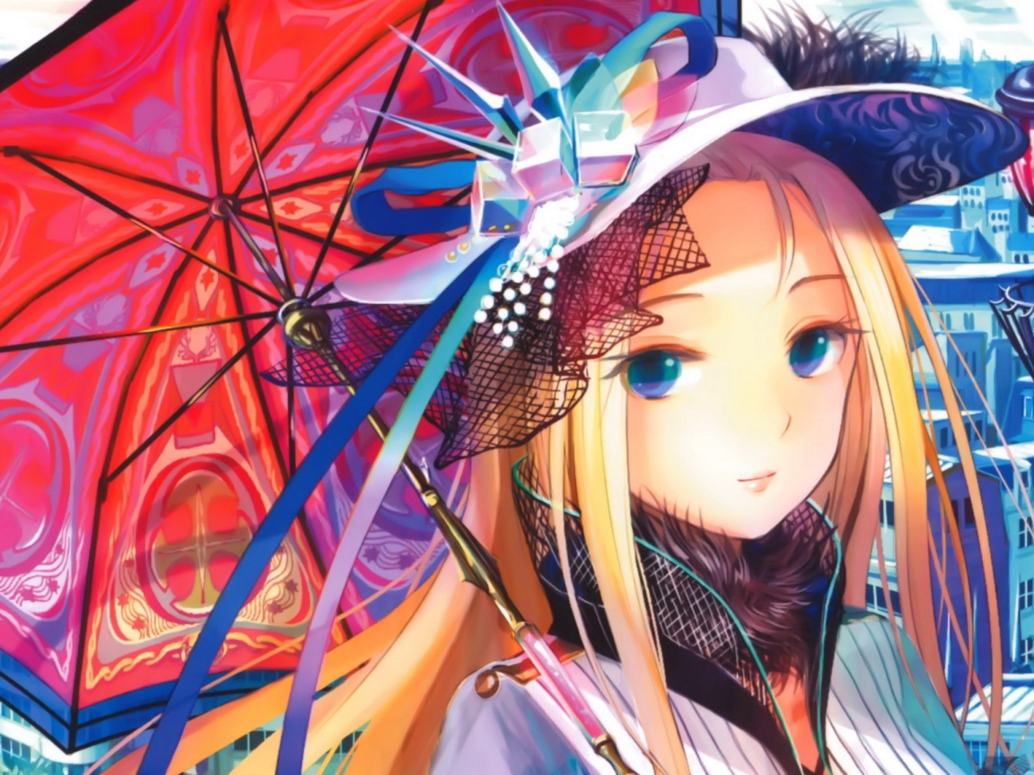 Девочка в шляпе с зонтиком