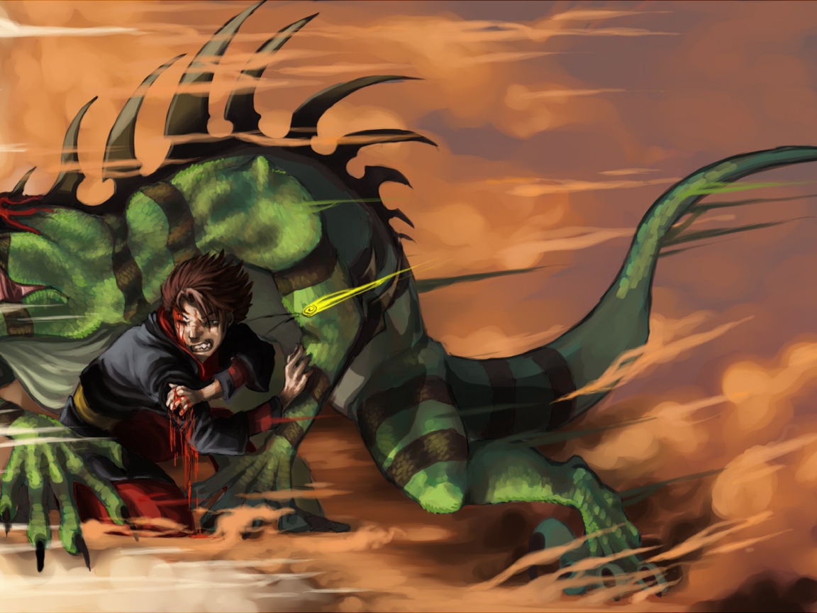 Борьба мальчика с зеленым драконом