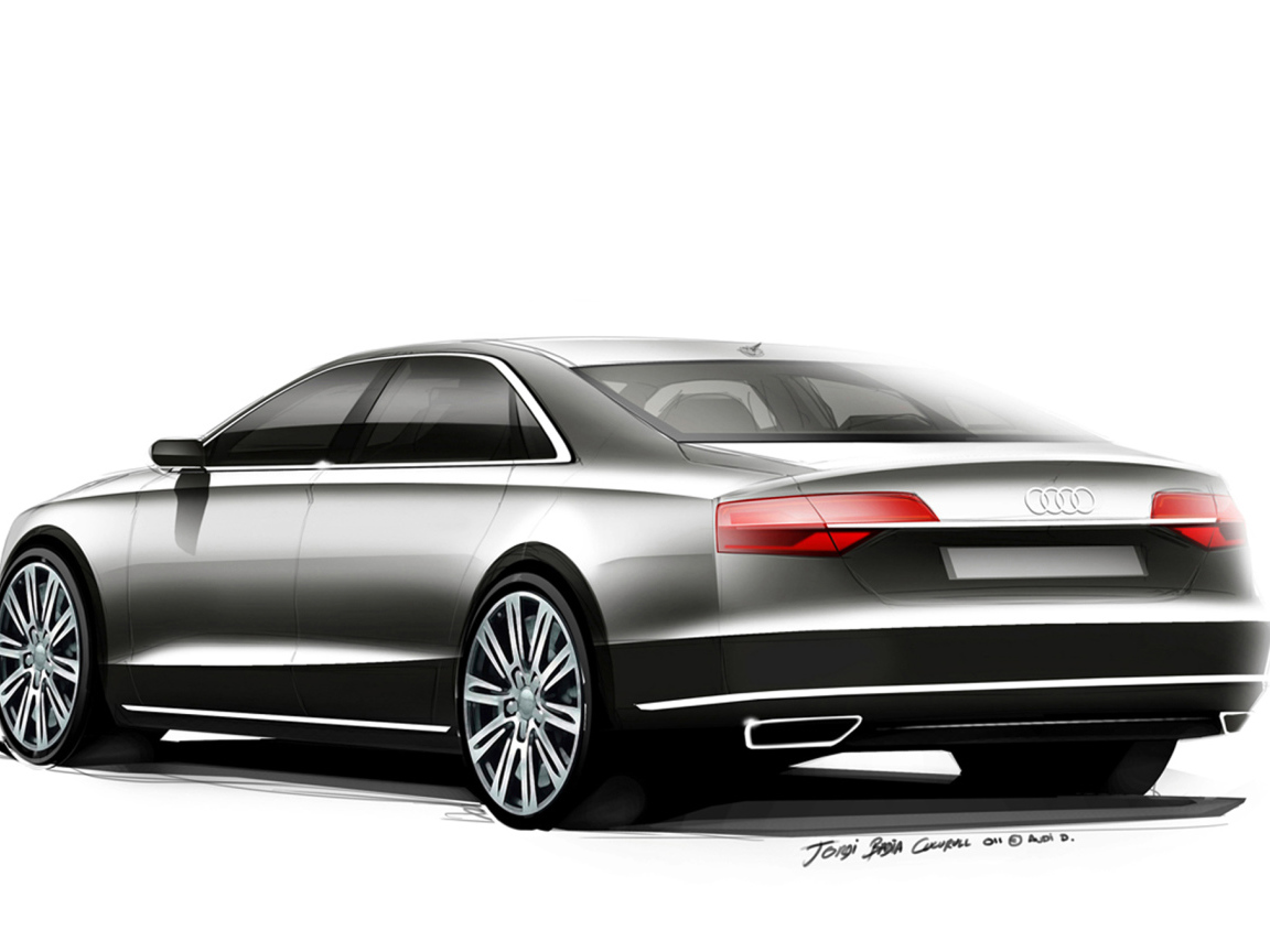 Автомобиль Audi A8 2014 на дороге