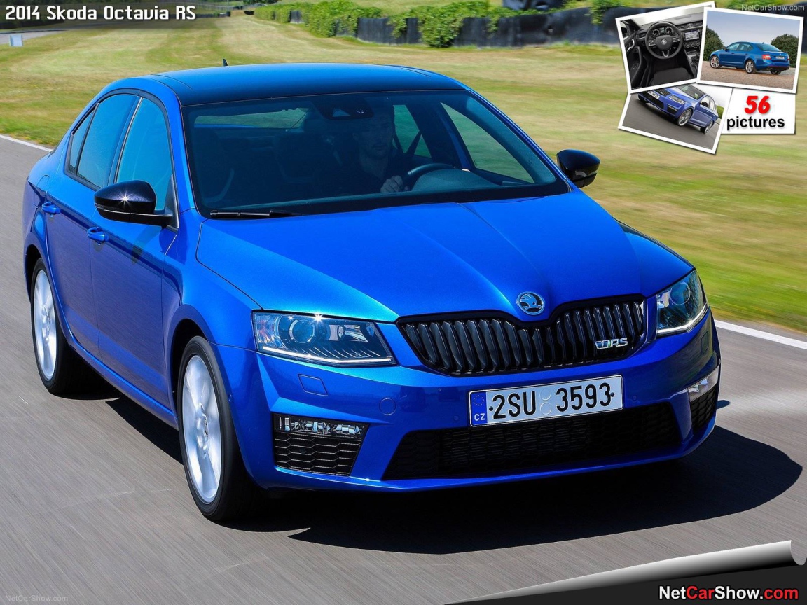 Автомобиль Skoda Octavia 2014 на дороге 