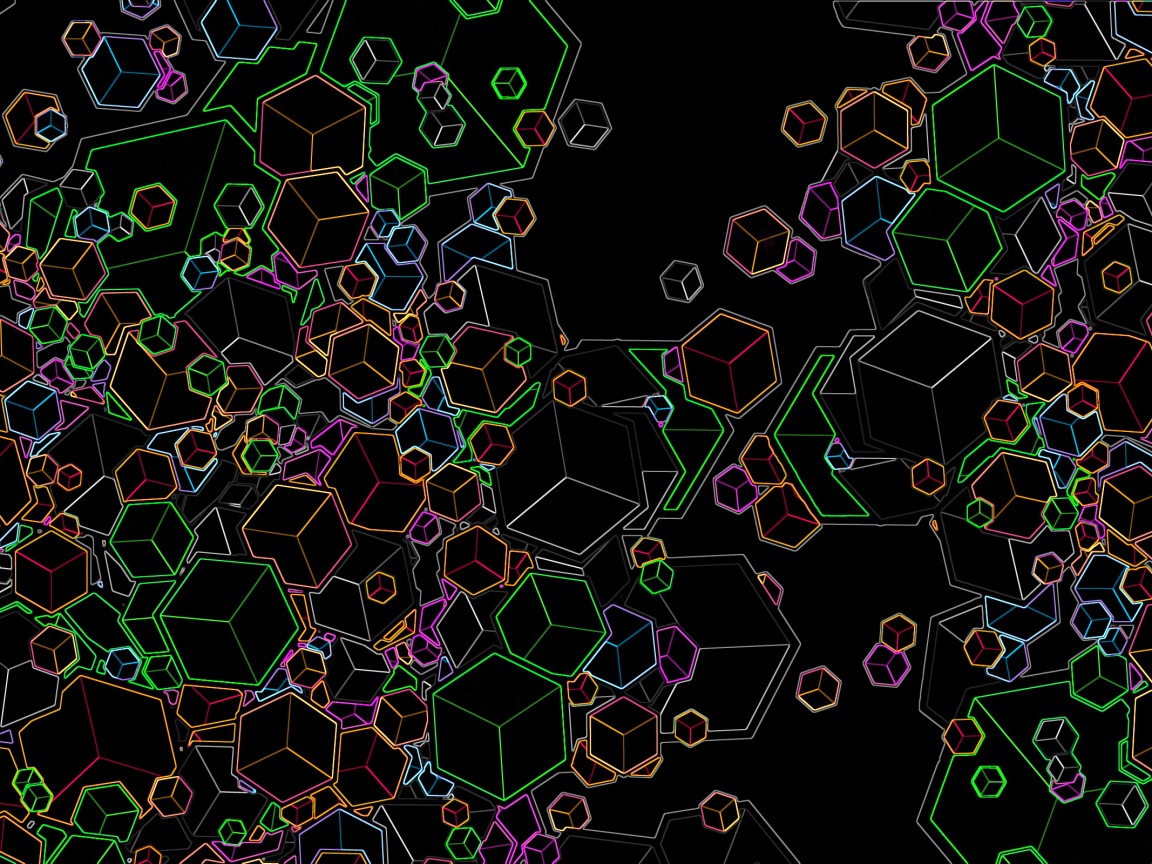 Черные обои с красочными фигурами