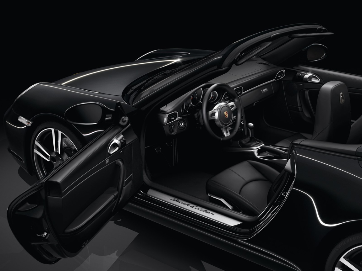 Черные обои с роскошным порше