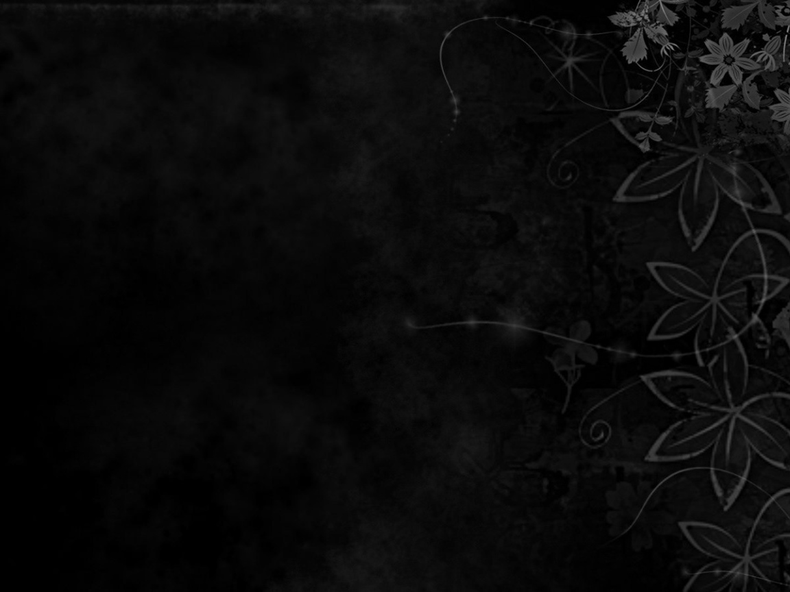Цветочный орнамент на черных обоях