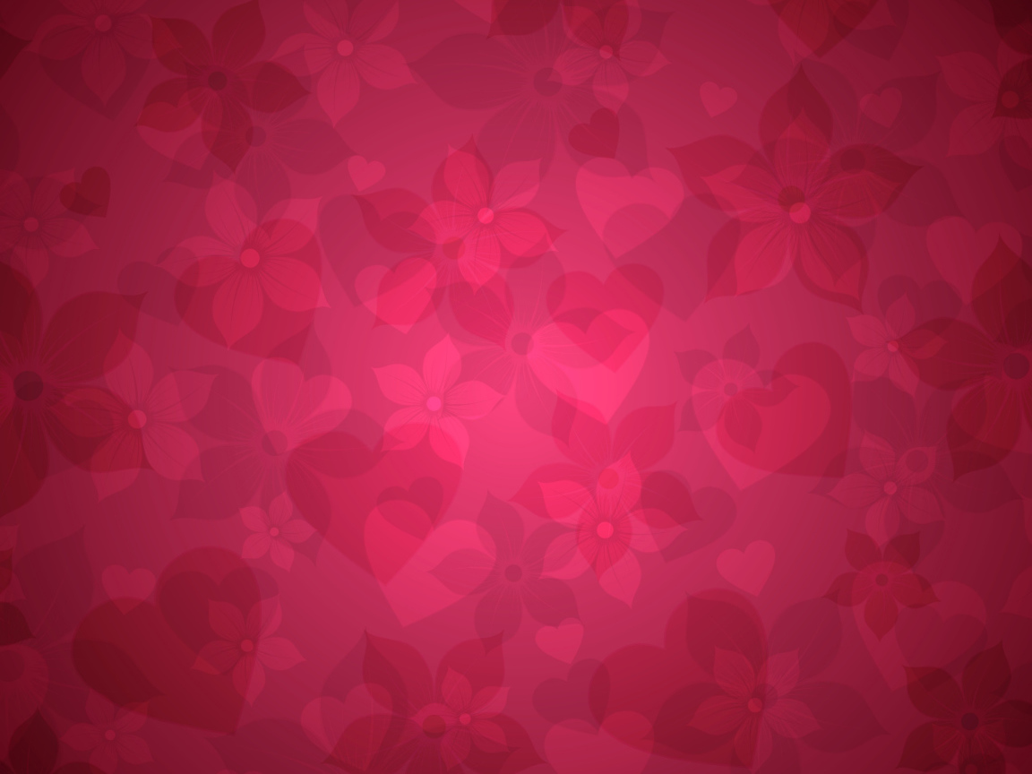 Сердечки на розовых обоях