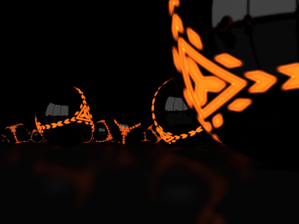 Оранжевые шары на черных обоях