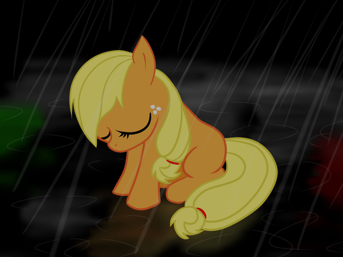 Маленький пони под дождем