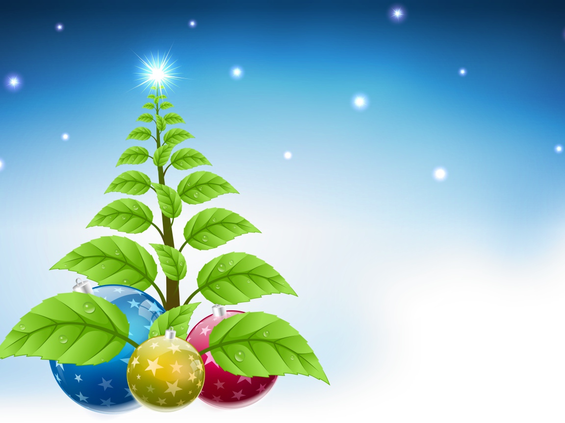 Елка с листьями