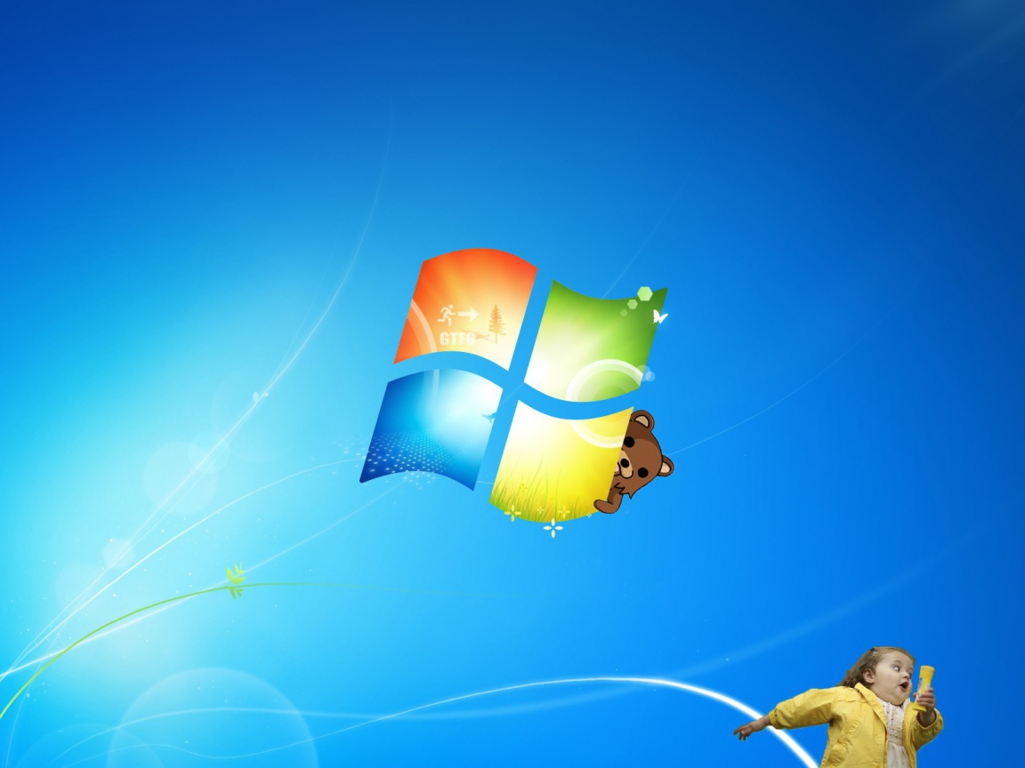 Windows 7 с мишкой и ребенком