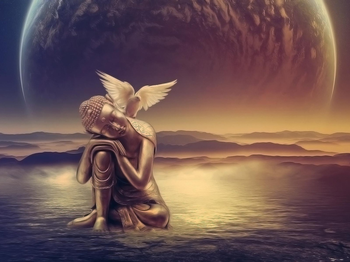 Голубь на плече Будды