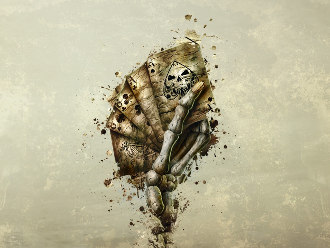 В руке скелета покер