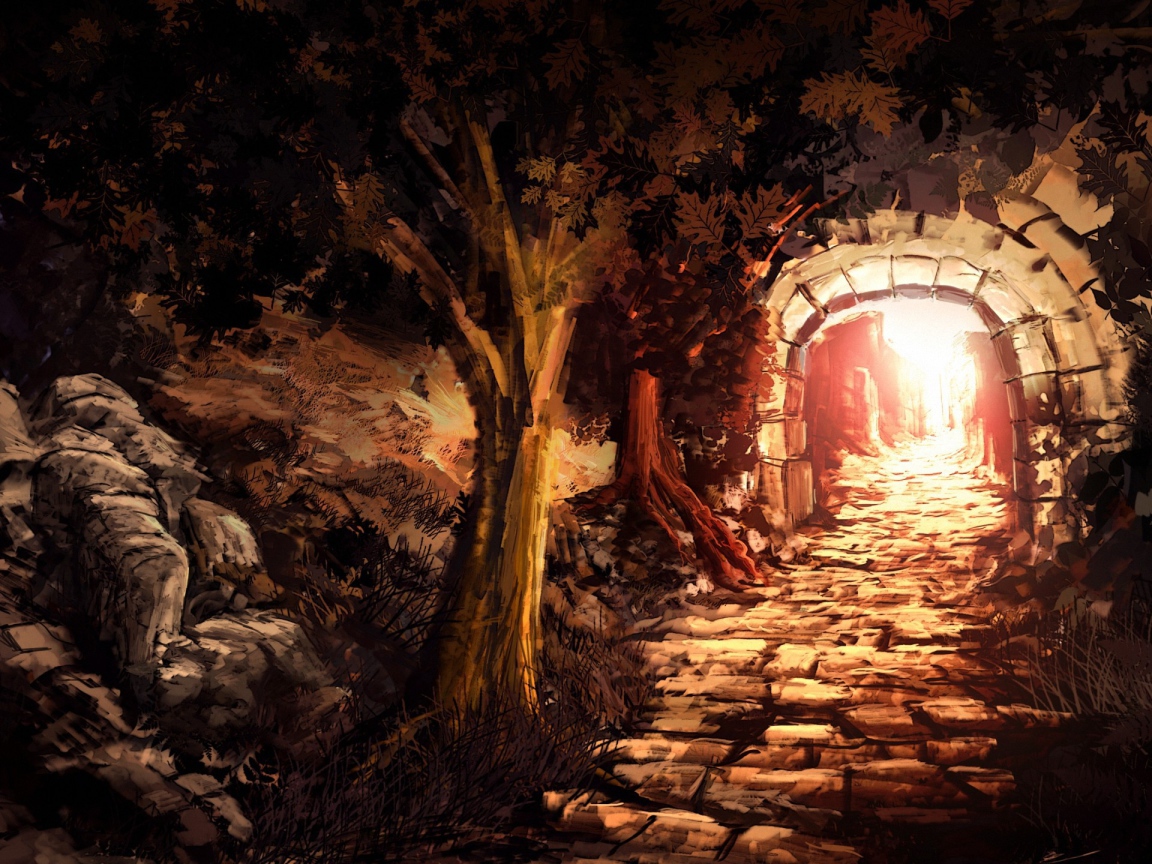 Каменная дорога через арку