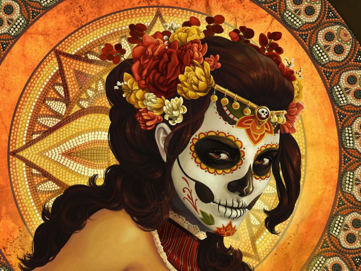 Девушка в страшной маске