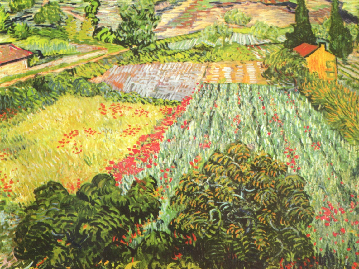 Картина Винсента Ван Гога красочных полей