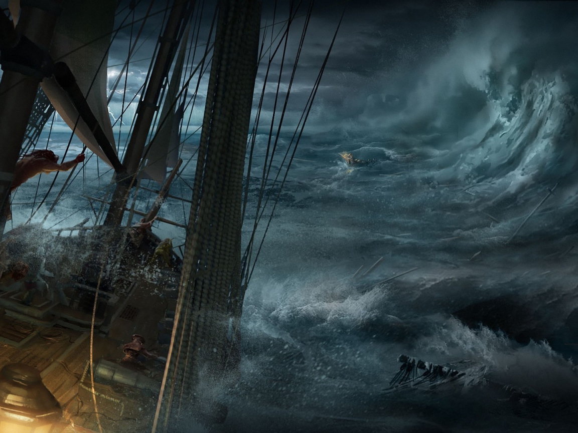 Корабль в бушующем море