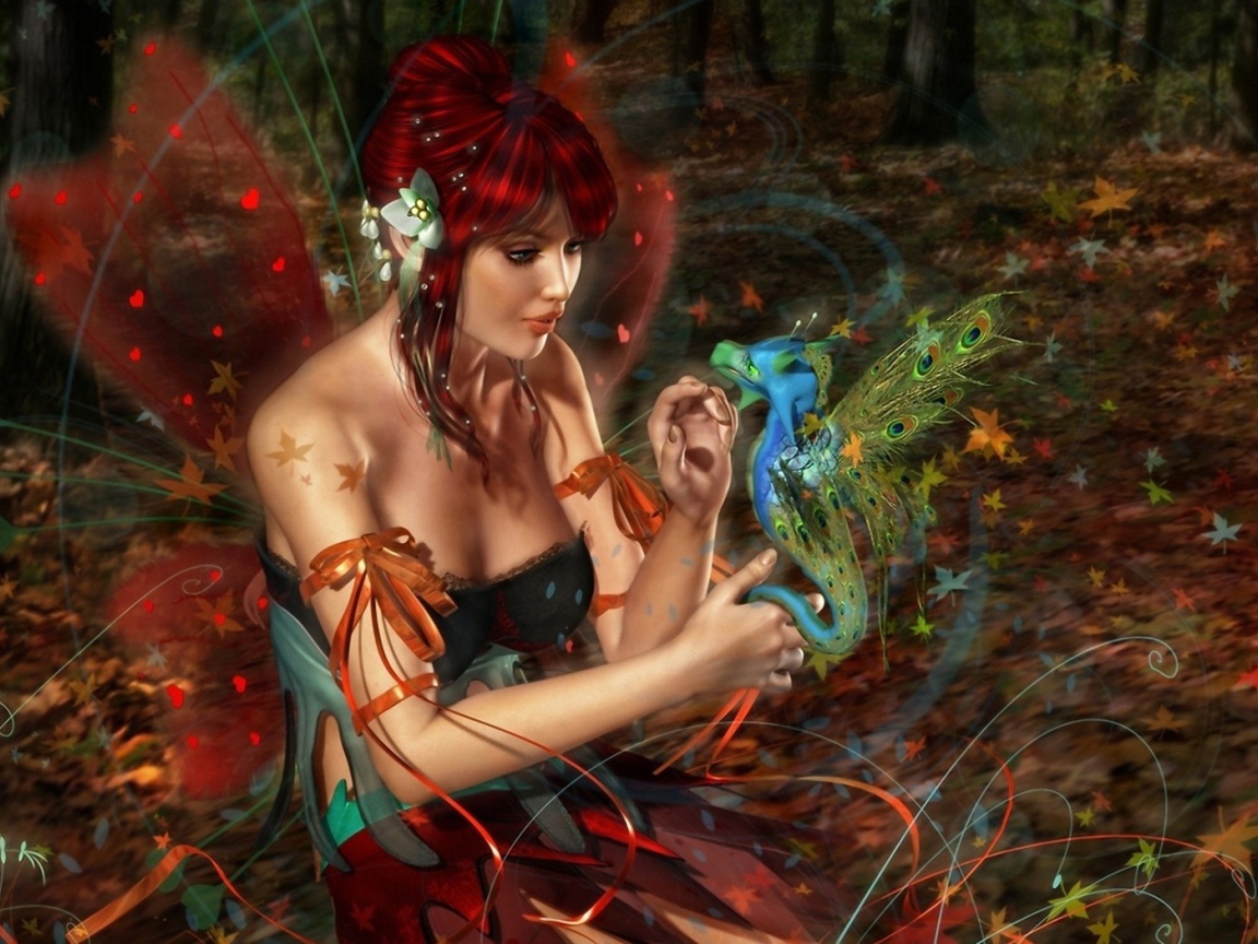 Фея с маленьким драконом