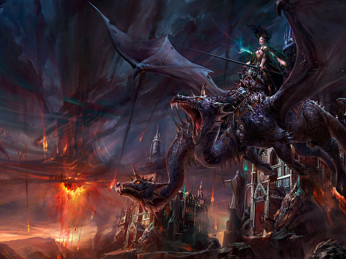 Девушка на двухголовом драконе