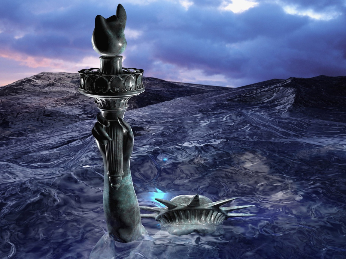 Статуя свободы под водой