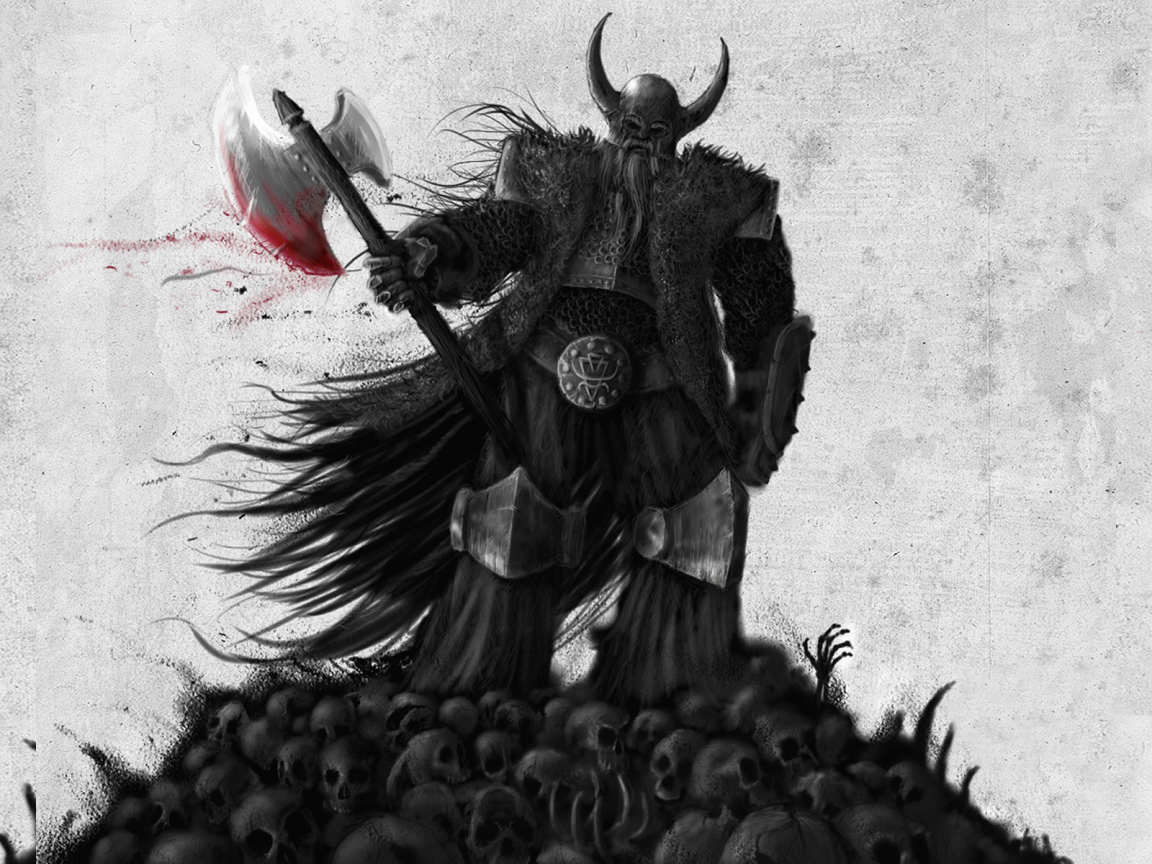 Викинг на черепах врагов