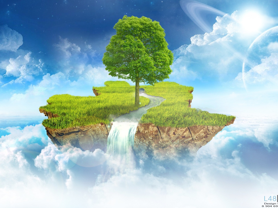 Летающий остров в облаках