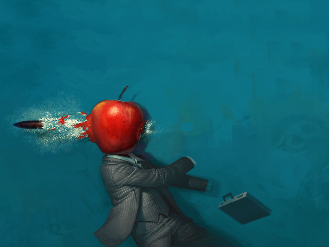 Пуля вылетает из яблока