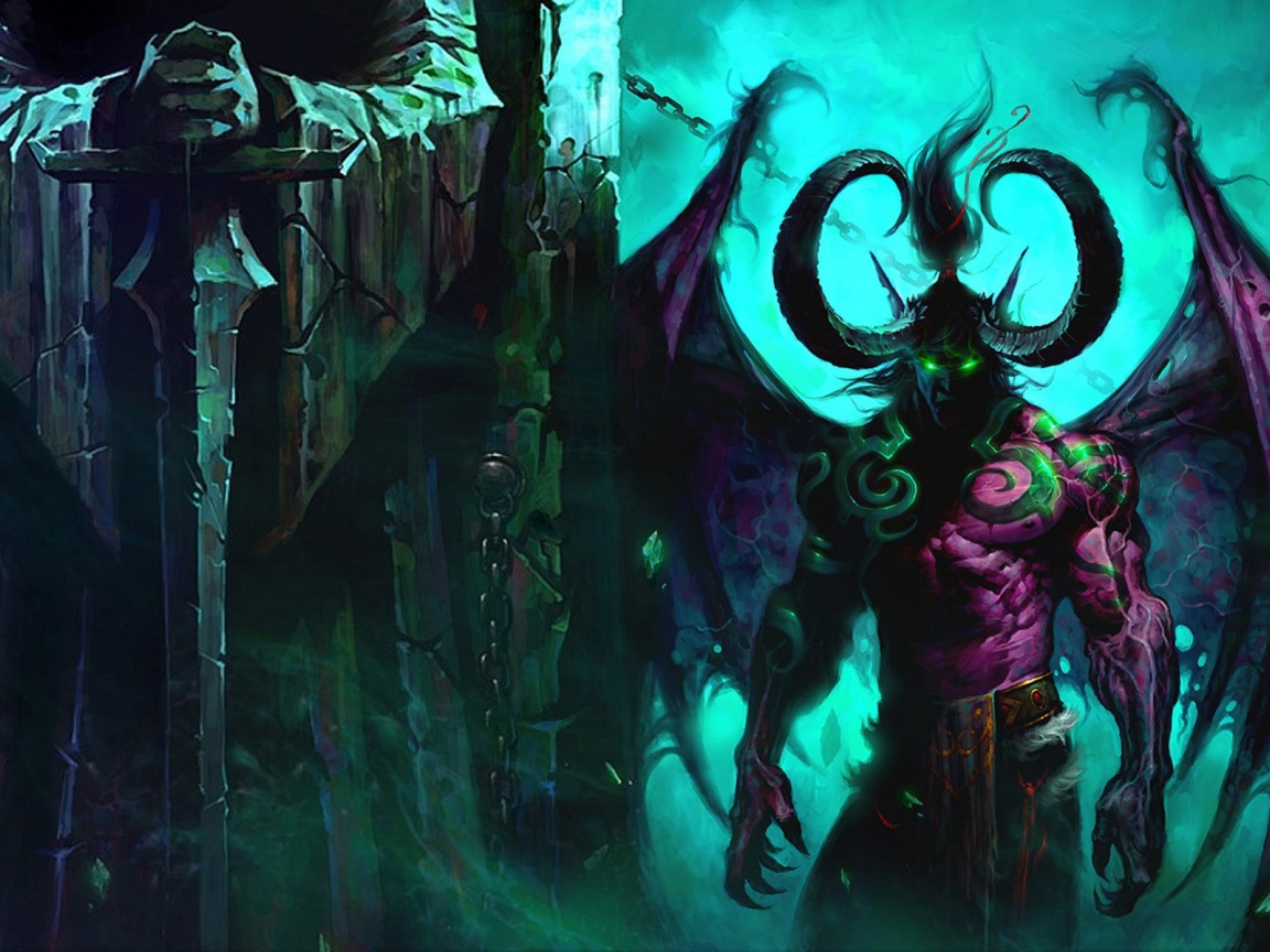 Чудовище с рогами и крыльями