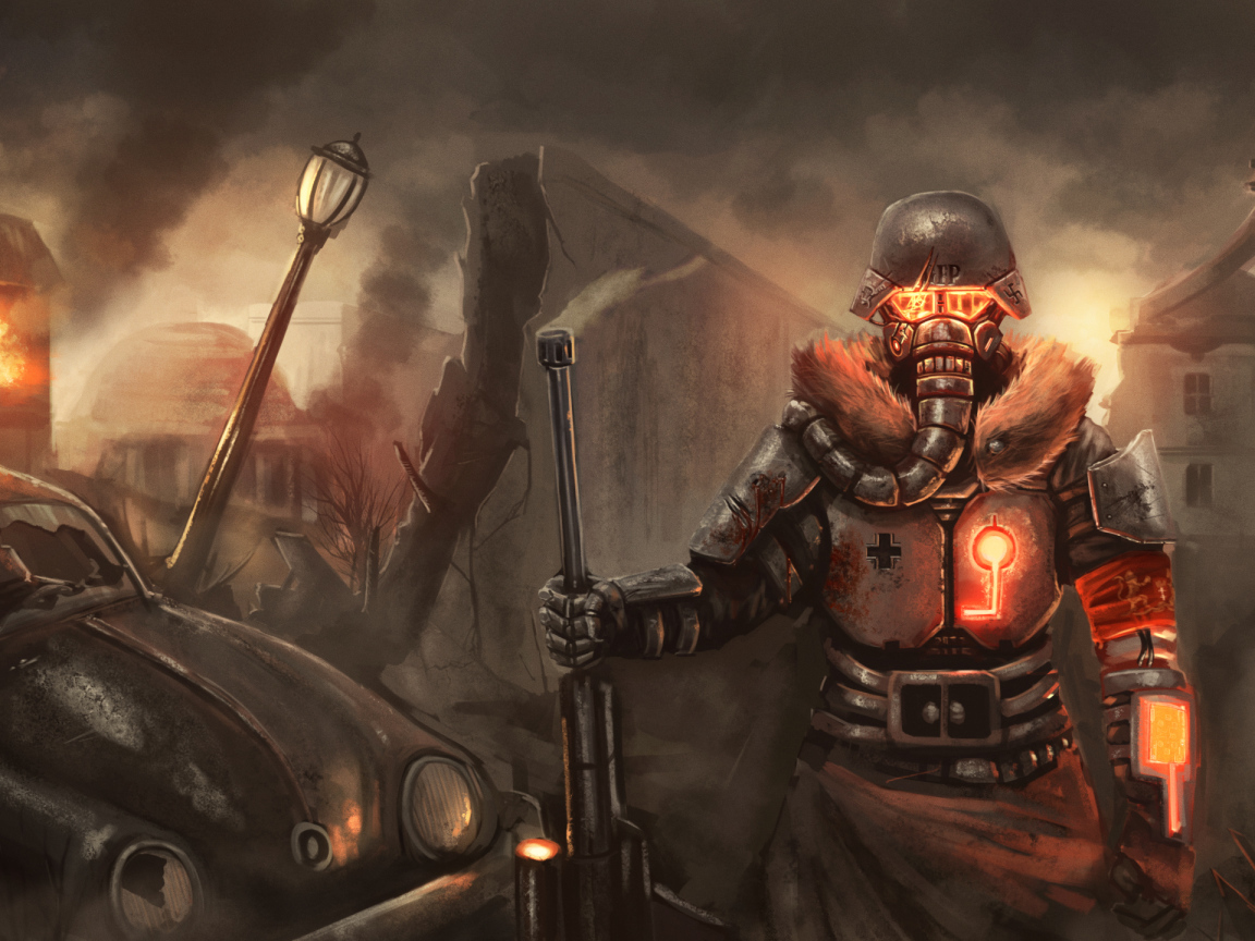 Воин в каске