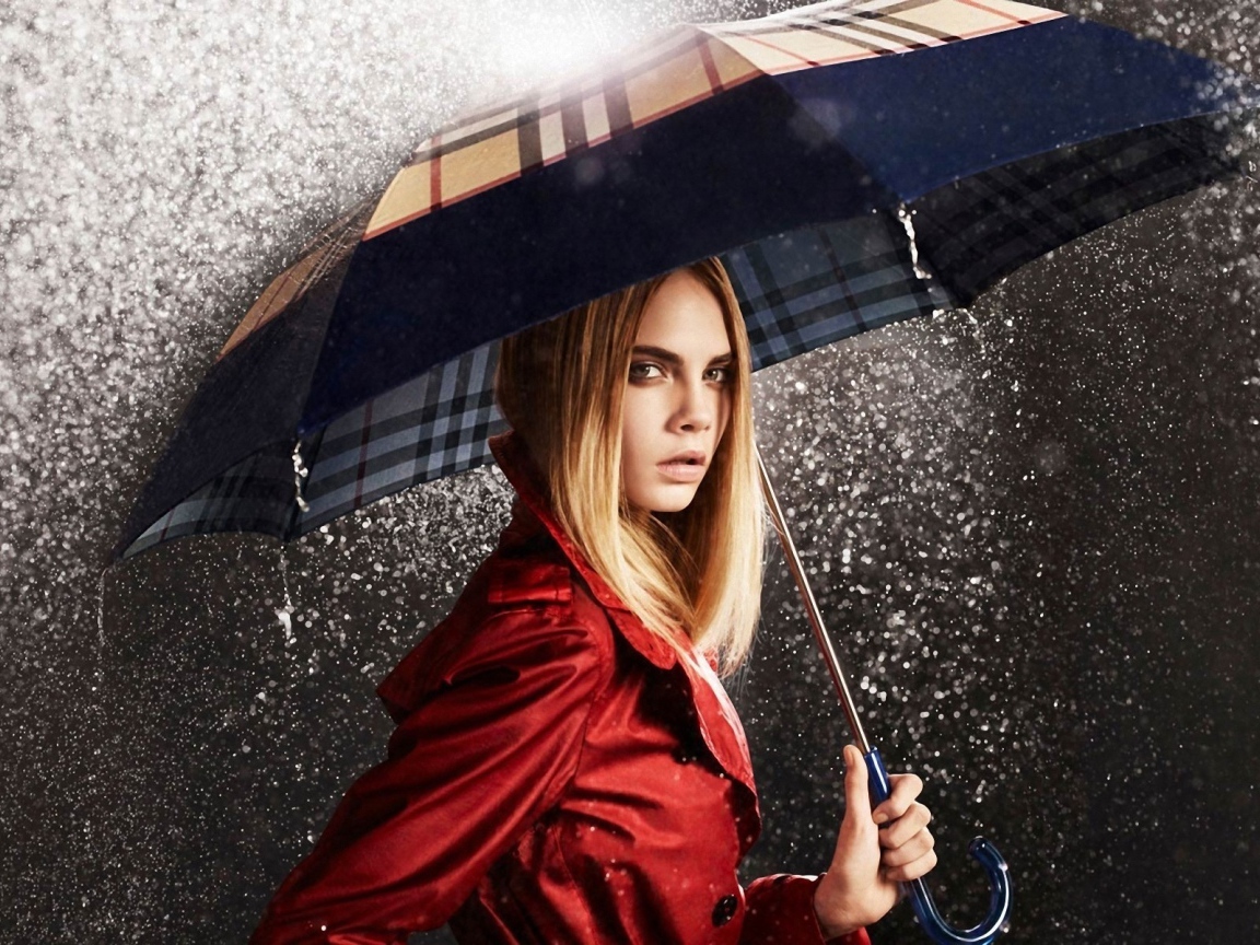 Красивая девушка под зонтом