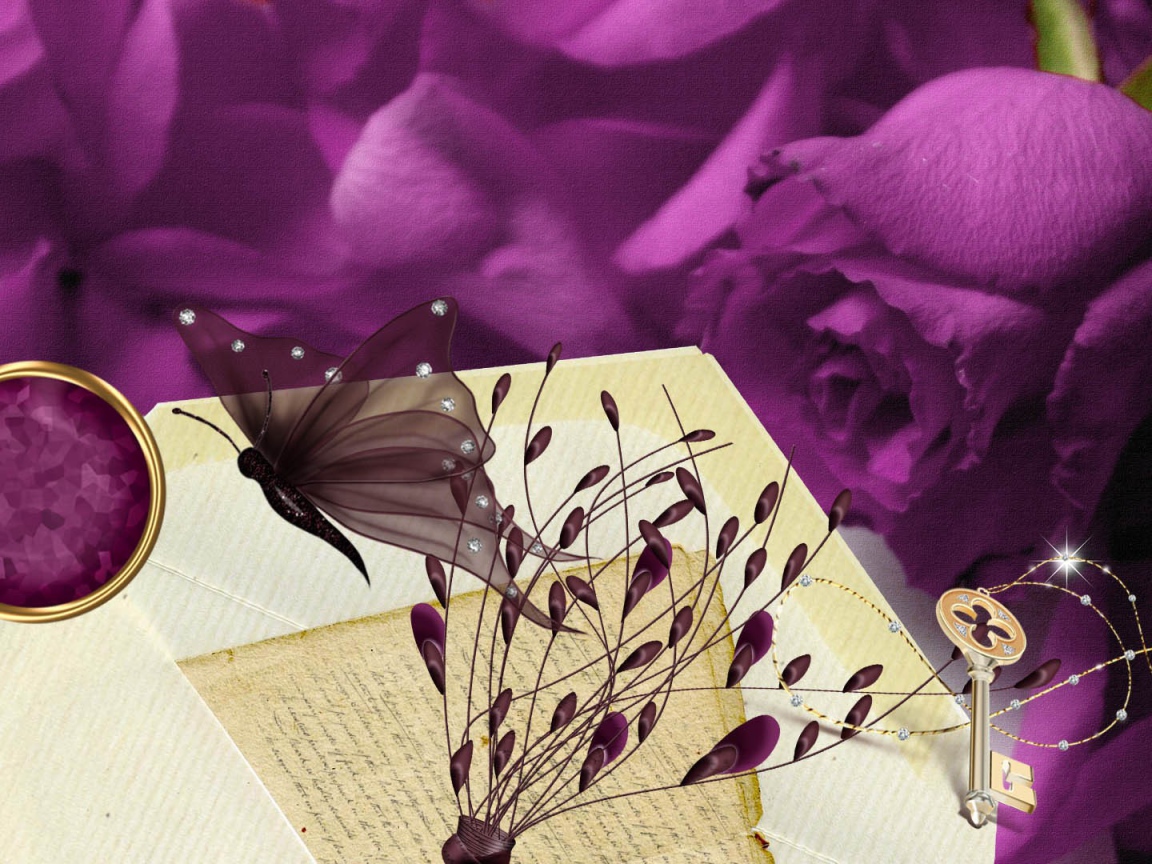 Фиолетовая роза, рисунок на восьмое марта