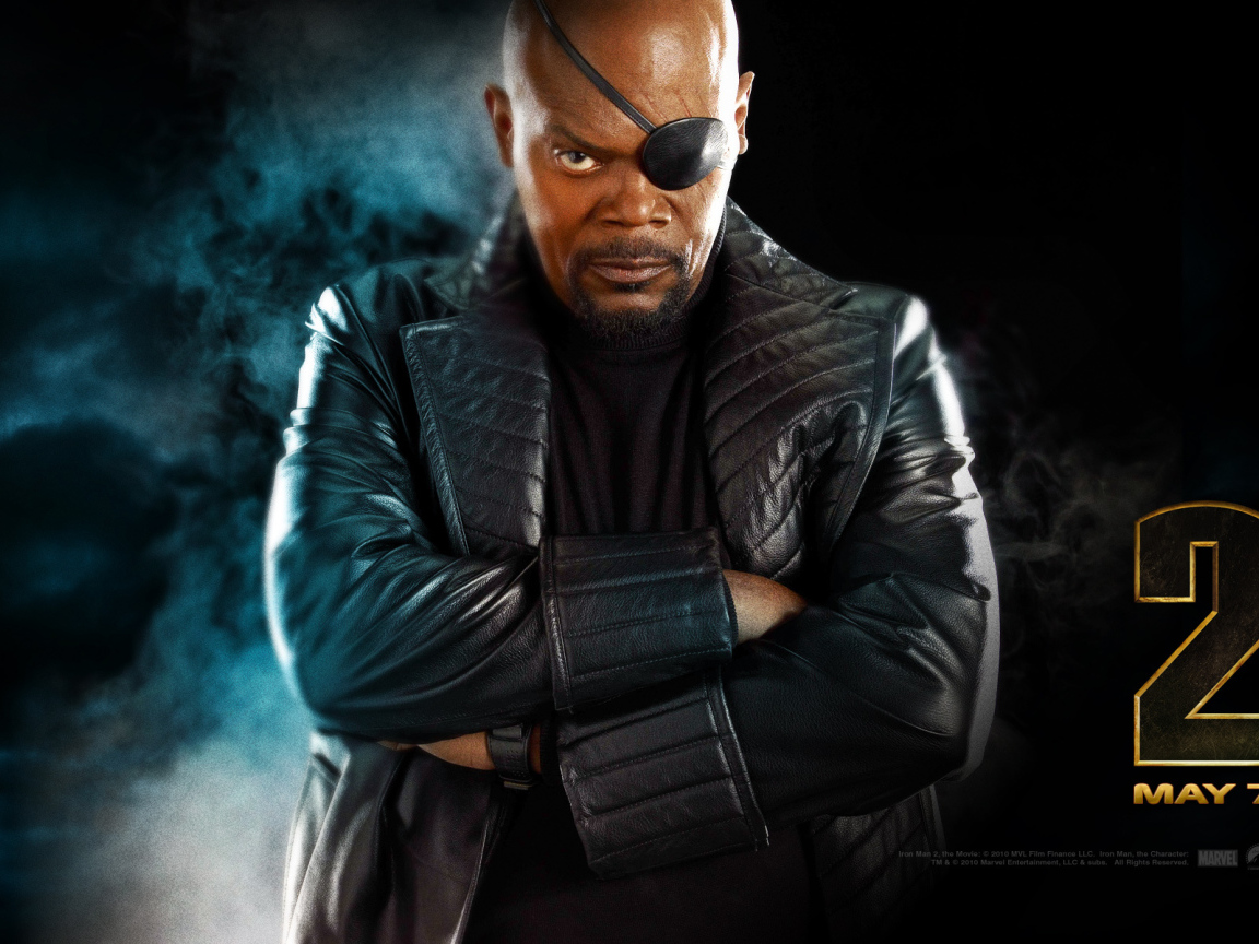 Известный актер Сэмюэл Л. Джексон в фильме Мстители