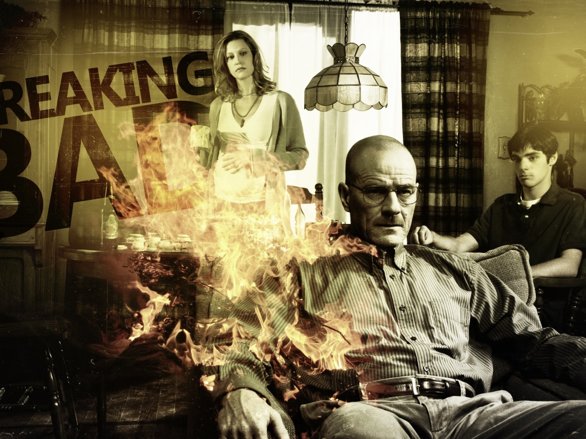 Горящий человек сидит на стуле