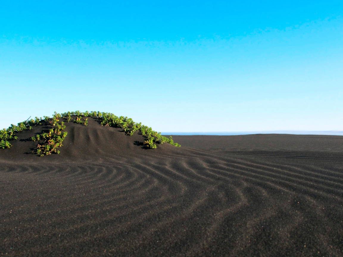 Пляж с черным песком