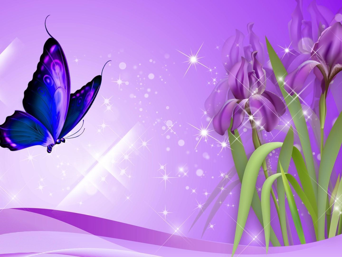 Бабочка на ирисах