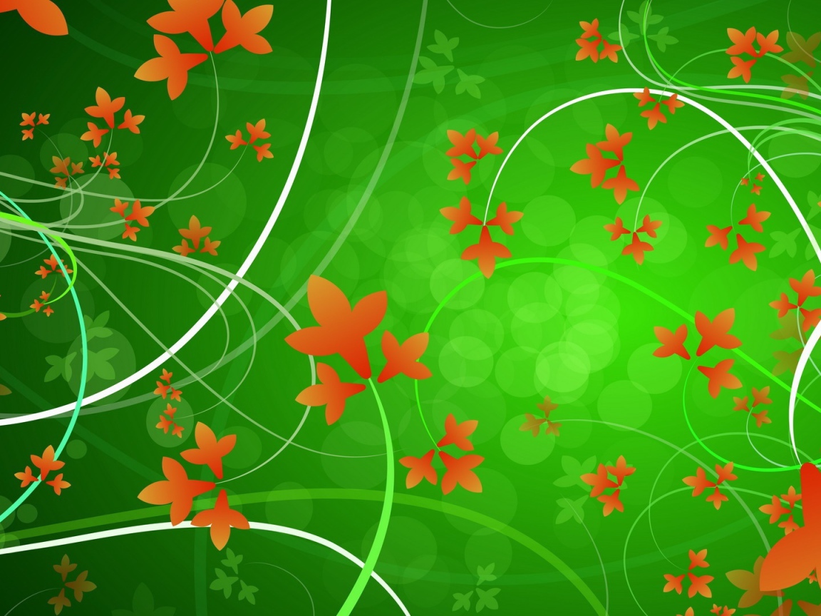 Оранжевые цветы на фоне зелени