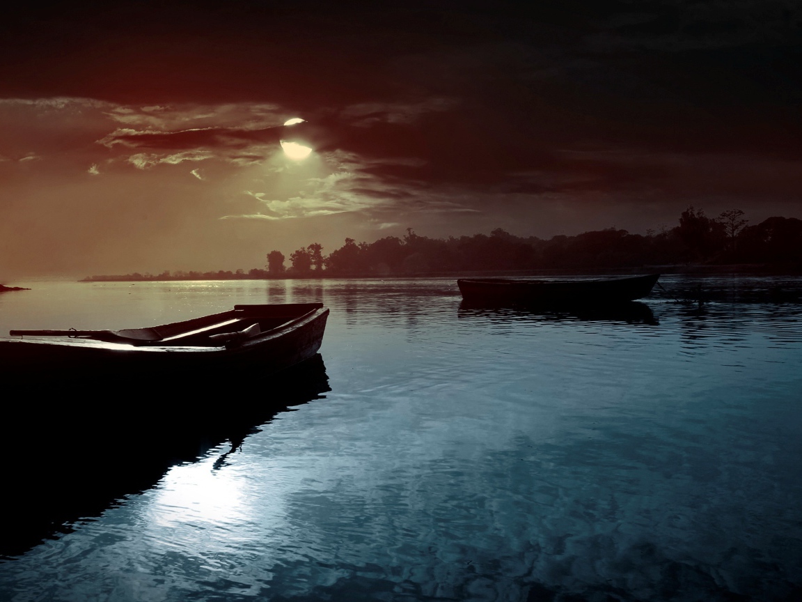 Лунная ночь на реке