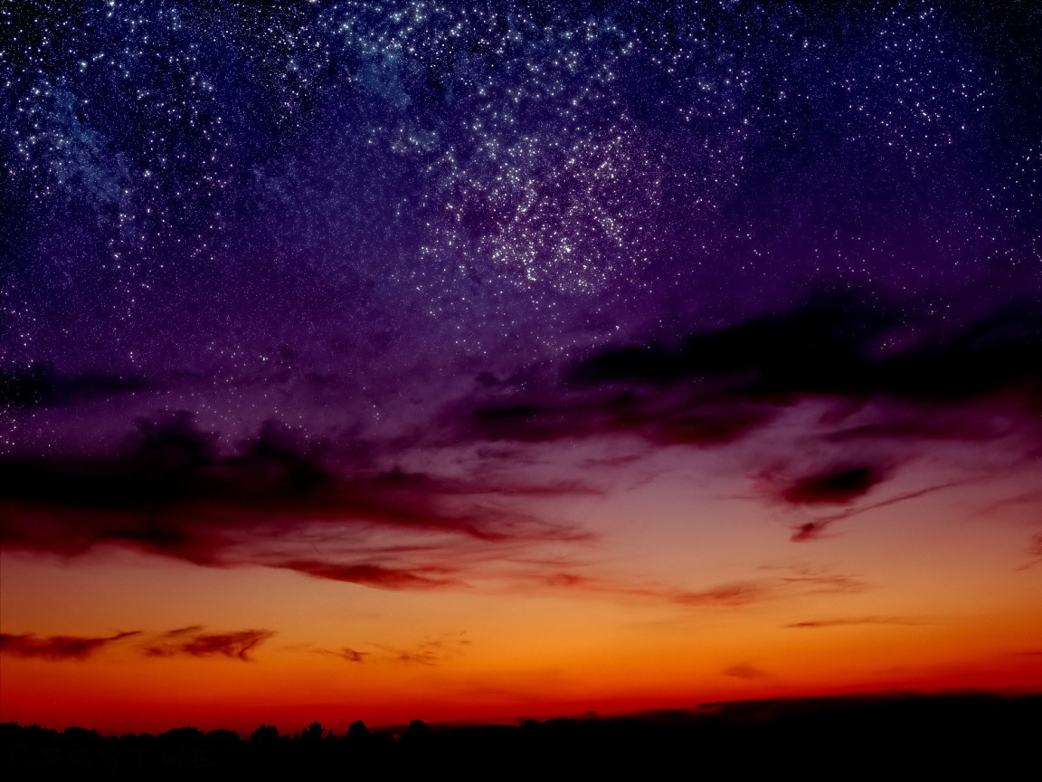 Starry sky at sunset