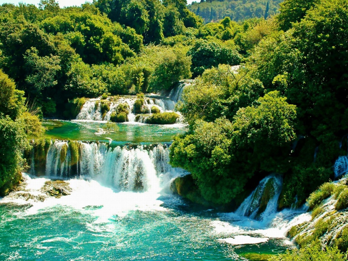 Водопад среди деревьев