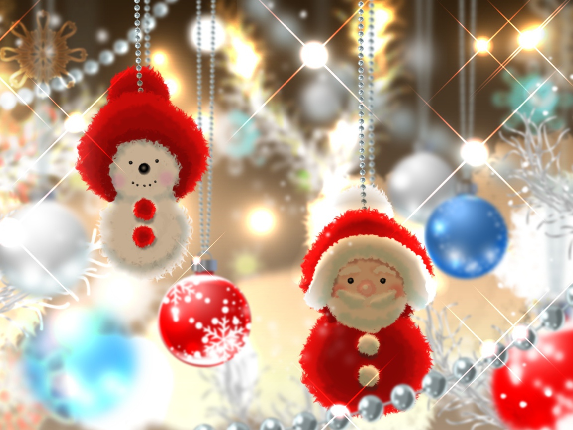 Игрушки Дед Мороз и снеговик