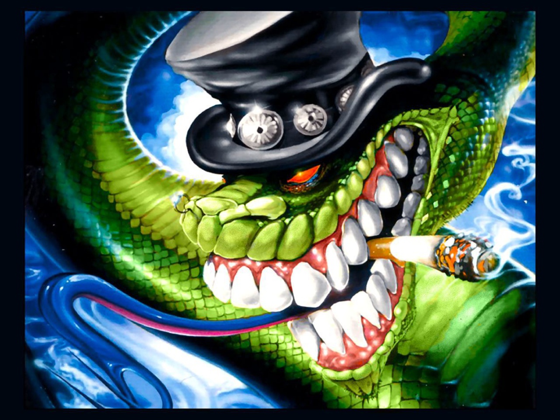 Змея с сигаретой