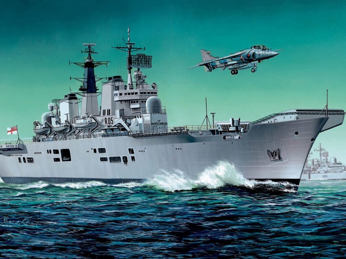 Самолет над британским авианосцем