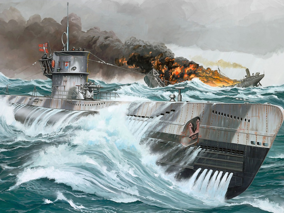 Немецкая подлодка выиграла бой