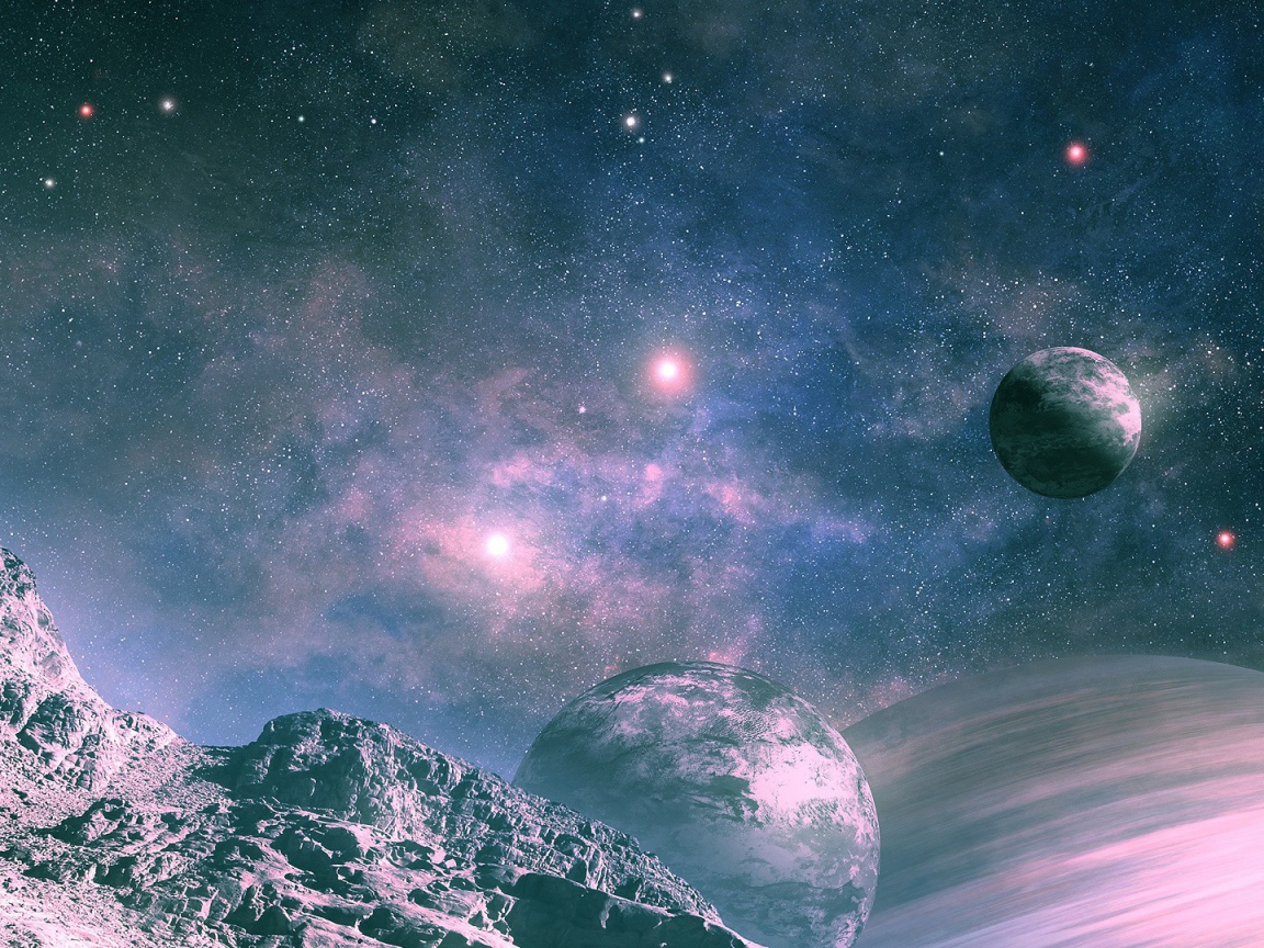 Звездное небо с планетами