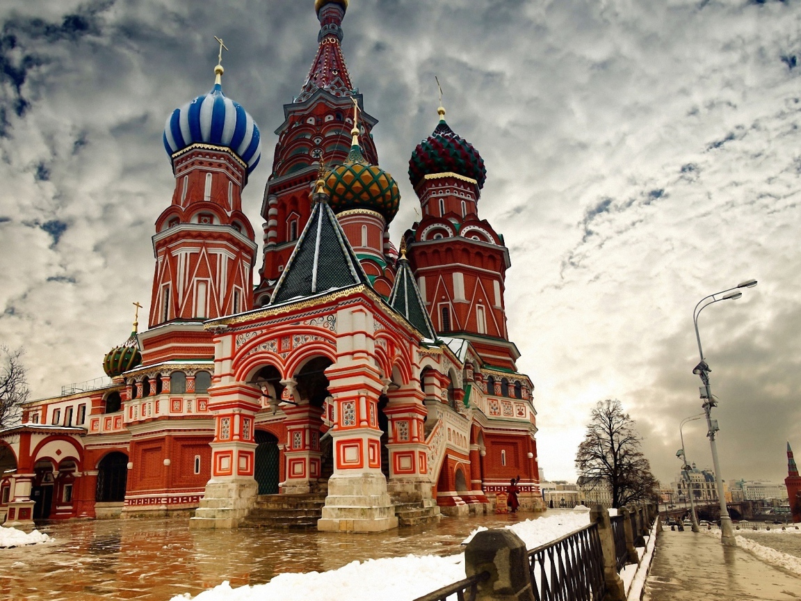 Snow in Moscow St. Basil's Cathedral